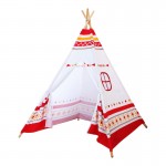 Cort mare cu LEDuri Play Tepee Alb-Rosu Sunny